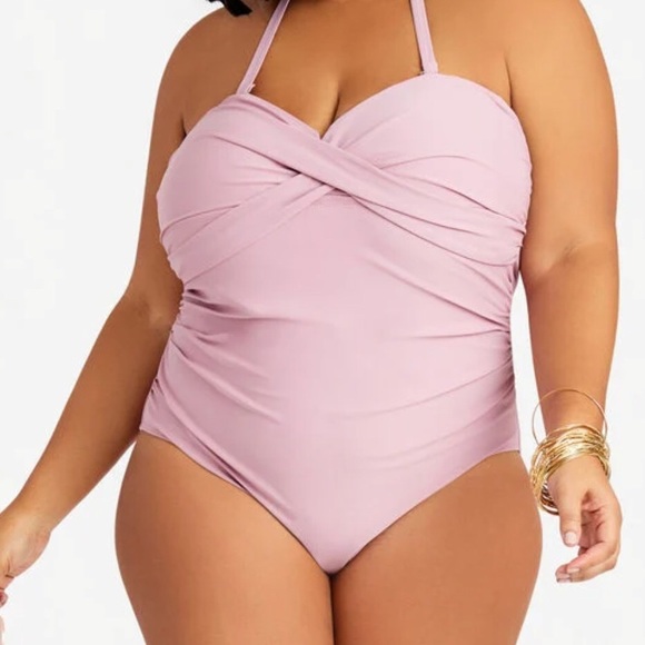 Nicole Miller New York Plus Size 2X Cross-front Swimsuit - Picture 1 of 10